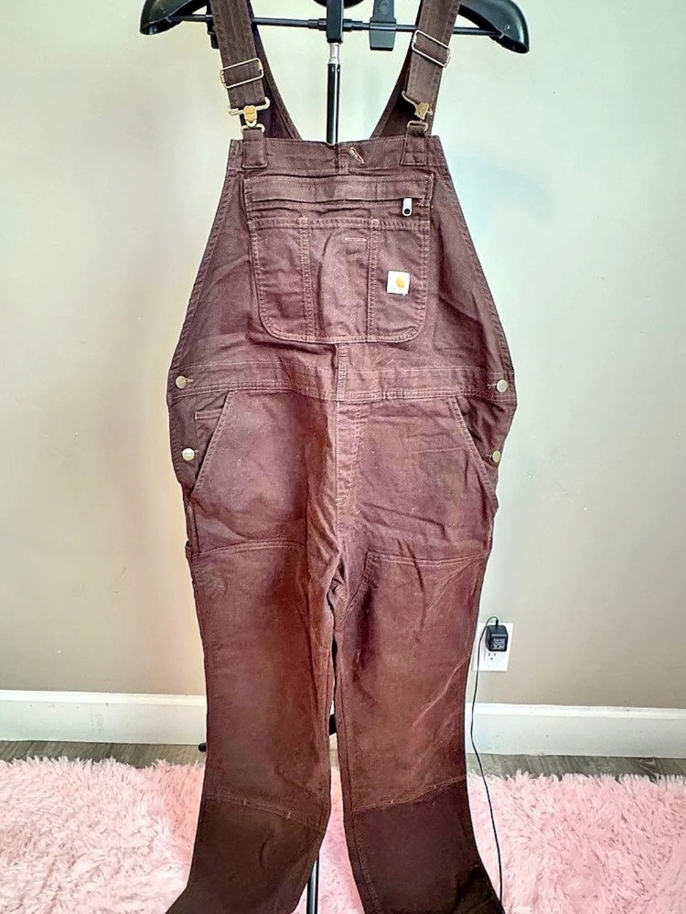 Carhartt Double Front Bib Overall Brown Loose Fit Size Large. New without tags.